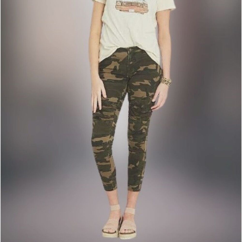 Altar'd State Crop Skinny Jeans Stretch Camo Denim Pants Low Rise Womens 24 / 00